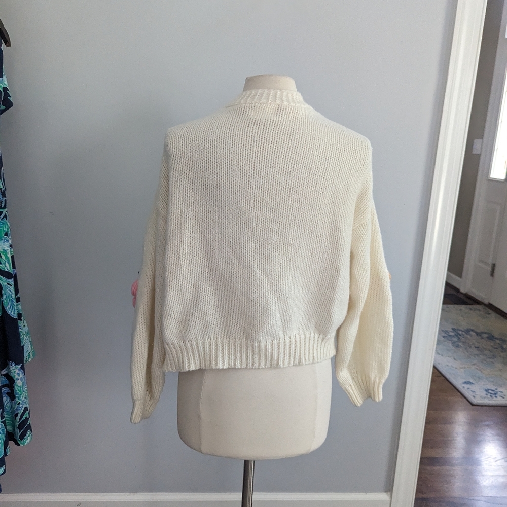 Luna Ivy Butterfly Embroidered White Cardigan Swe… - image 4